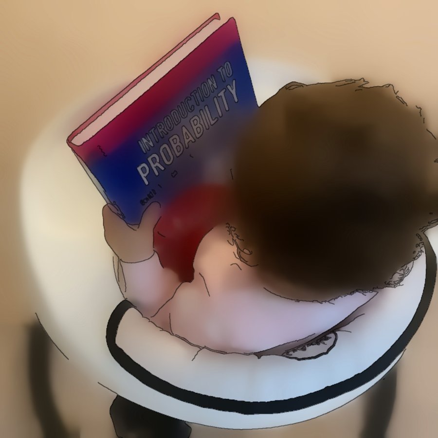 A very young reader with a copy of Introduction to Probability